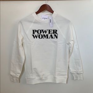 J. Crew Power Woman Printed Sweatshirt Ivory XS